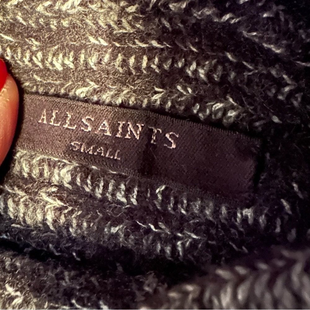 AllSaints Mesa Roll Neck Turtleneck Sweater Womens S Gray Chunky Rib Knit Wool - Picture 8 of 8
